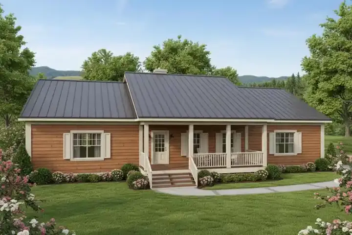 Country house plans 4-277 - front exterior, 1,500 sq ft, 2 bed, 2 bath house plans | Monster House Plans