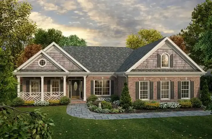 Southern Colonial house plans 4-288 - front exterior, 1,800 sq ft, 3 bed, 2 bath house plans | Monster House Plans