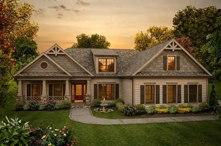 Craftsman house plans 4-291 - front exterior, 1,800 sq ft, 3 bed, 2 bath house plans | Monster House Plans
