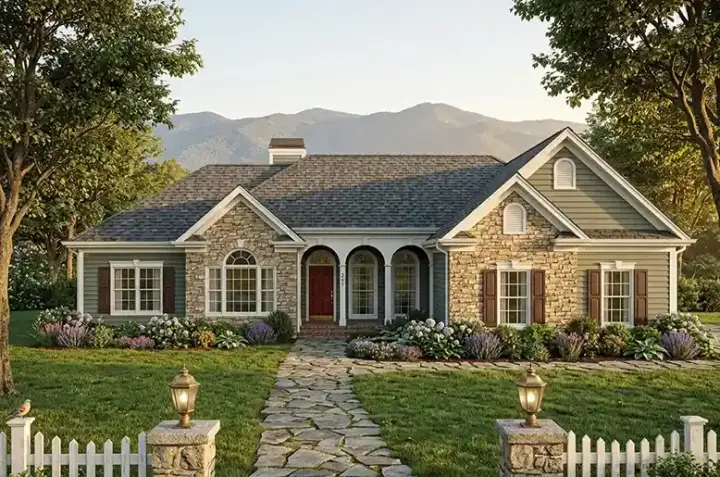 Southern house plans 4-297 - front exterior, 1,992 sq ft, 3 bed, 2 bath house plans | Monster House Plans
