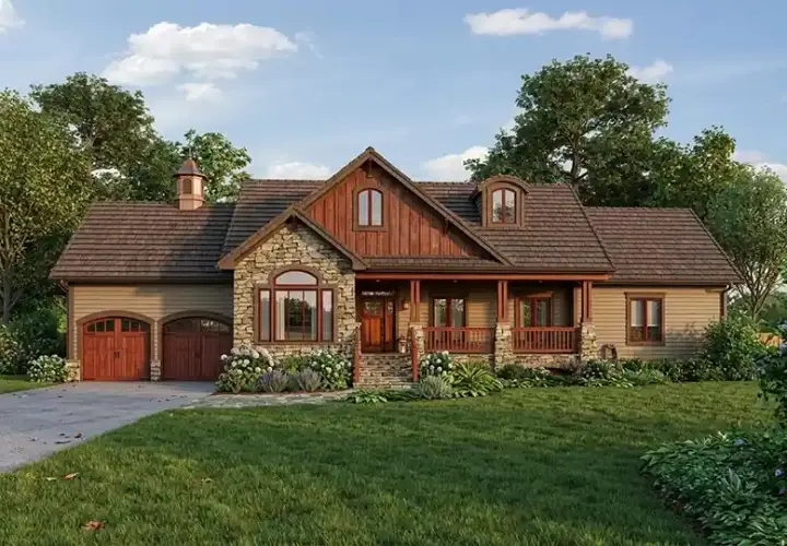 Craftsman house plans 4-299 - front exterior, 1,933 sq ft, 4 bed, 2 bath house plans | Monster House Plans