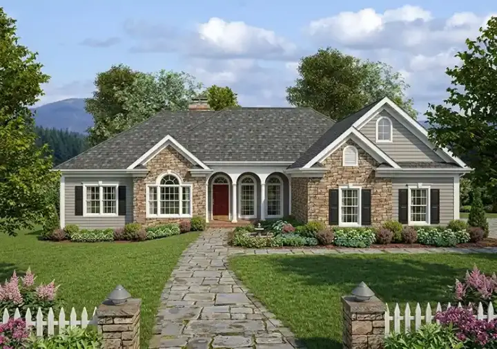 Craftsman house plans 4-300 - front exterior, 2,000 sq ft, 4 bed, 2 bath house plans | Monster House Plans