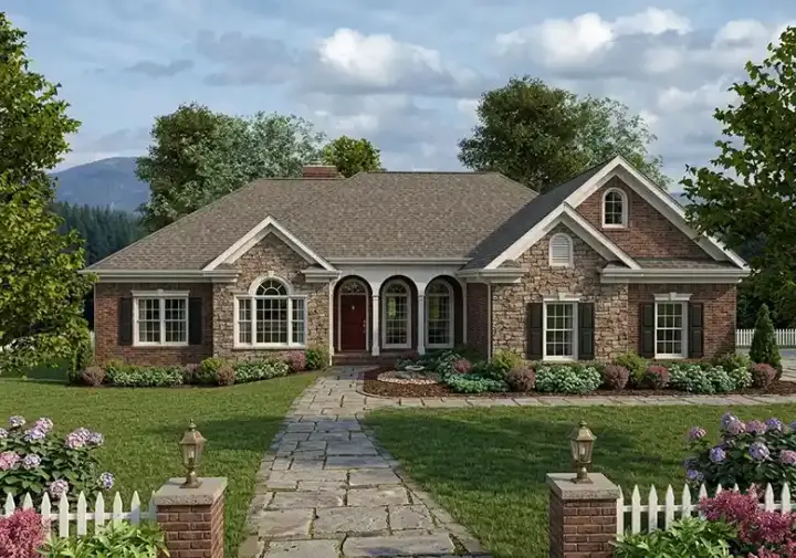 Southern house plans 4-303 - front exterior, 2,000 sq ft, 4 bed, 2 bath house plans | Monster House Plans