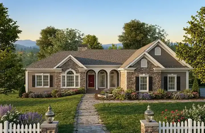 Southern house plans 4-304 - front exterior, 2,000 sq ft, 4 bed, 2 bath house plans | Monster House Plans