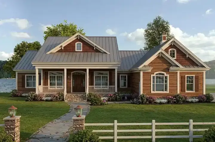 Country house plans 4-308 - front exterior, 2,183 sq ft, 3 bed, 4 bath house plans | Monster House Plans