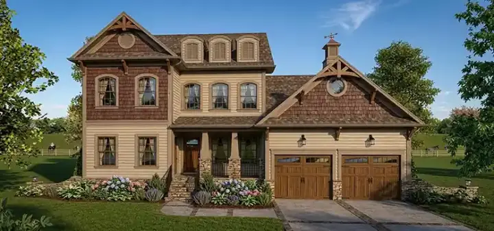 Craftsman house plans 4-315 - front exterior, 2,504 sq ft, 4 bed, 3 bath house plans | Monster House Plans