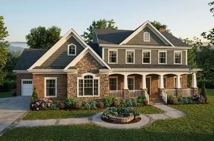 Craftsman house plans 4-317 - front exterior, 2,697 sq ft, 4 bed, 4 bath house plans | Monster House Plans