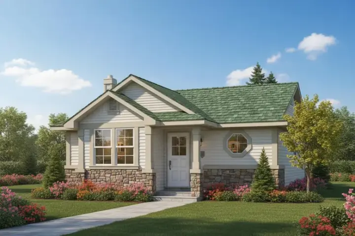 Traditional house plans 40-109 - front exterior, 574 sq ft, 1 bed, 1 bath house plans | Monster House Plans