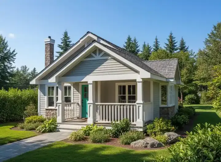 Country house plans 40-113 - front exterior, 607 sq ft, 1 bed, 1 bath house plans | Monster House Plans