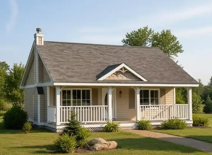 Country house plans 40-114 - front exterior, 614 sq ft, 1 bed, 1 bath house plans | Monster House Plans