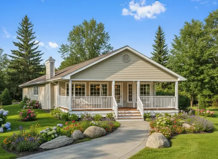 Traditional house plans 40-126 - front exterior, 849 sq ft, 2 bed, 1 bath house plans | Monster House Plans