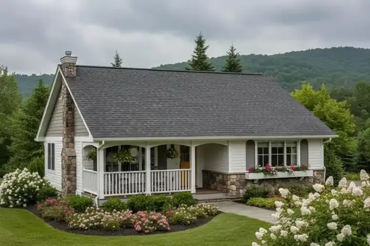 Country house plans 40-127 - front exterior, 890 sq ft, 2 bed, 1 bath house plans | Monster House Plans