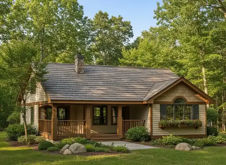 Country house plans 40-130 - front exterior, 901 sq ft, 3 bed, 1 bath house plans | Monster House Plans