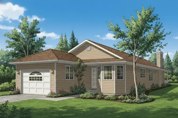 Traditional house plans 40-141 - front exterior, 1,019 sq ft, 2 bed, 1 bath house plans | Monster House Plans