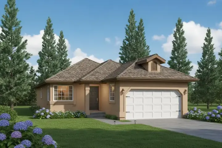Southwest house plans 40-150 - front exterior, 1,084 sq ft, 2 bed, 1 bath house plans | Monster House Plans