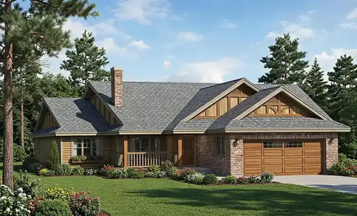 Traditional house plans 40-157 - front exterior, 1,096 sq ft, 2 bed, 2 bath house plans | Monster House Plans
