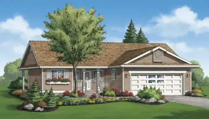 Traditional house plans 40-159 - front exterior, 1,097 sq ft, 3 bed, 2 bath house plans | Monster House Plans