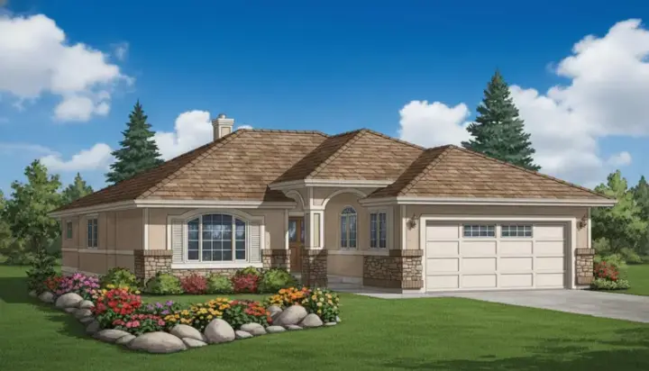 Traditional house plans 40-172 - front exterior, 1,142 sq ft, 3 bed, 2 bath house plans | Monster House Plans