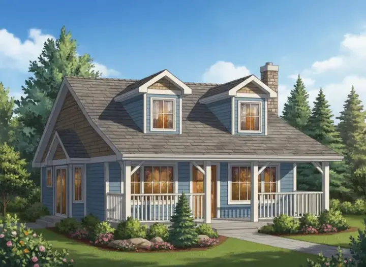 Country house plans 40-198 - front exterior, 1,214 sq ft, 3 bed, 1 bath house plans | Monster House Plans