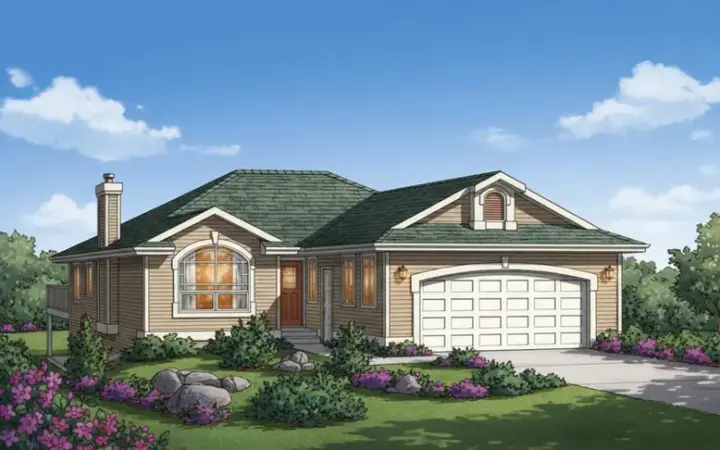 Traditional house plans 40-199 - front exterior, 1,216 sq ft, 3 bed, 2 bath house plans | Monster House Plans