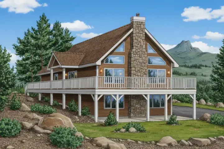 Contemporary house plans 40-203 - front exterior, 1,232 sq ft, 3 bed, 1 bath house plans | Monster House Plans