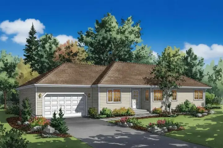 Traditional house plans 40-204 - front exterior, 1,233 sq ft, 3 bed, 2 bath house plans | Monster House Plans