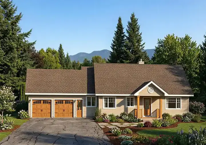 Traditional house plans 40-205 - front exterior, 1,233 sq ft, 2 bed, 1 bath house plans | Monster House Plans