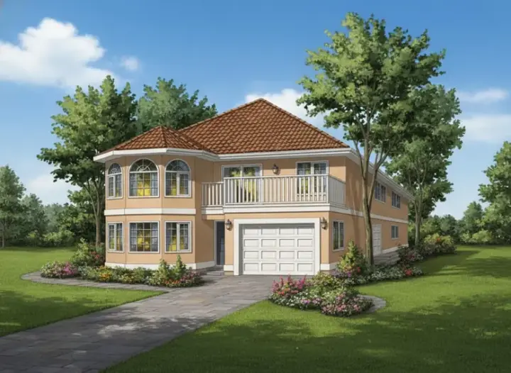 Mediterranean house plans 40-206 - front exterior, 1,236 sq ft, 3 bed, 2 bath house plans | Monster House Plans