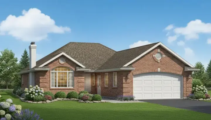 Traditional house plans 40-208 - front exterior, 1,237 sq ft, 3 bed, 2 bath house plans | Monster House Plans