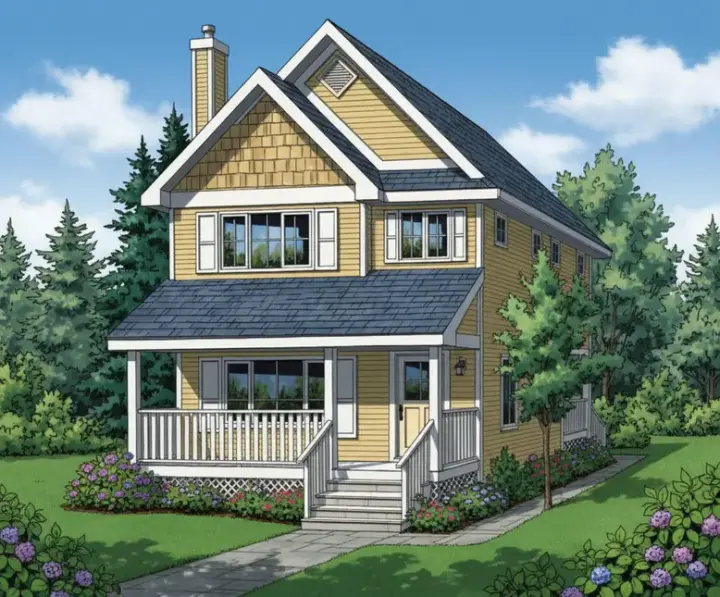 Country house plans 40-211 - front exterior, 1,244 sq ft, 3 bed, 2 bath house plans | Monster House Plans