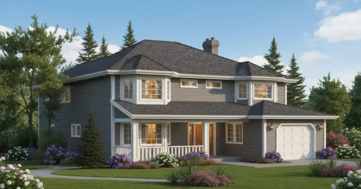 Traditional house plans 40-212 - front exterior, 1,253 sq ft, 2 bed, 1 bath house plans | Monster House Plans