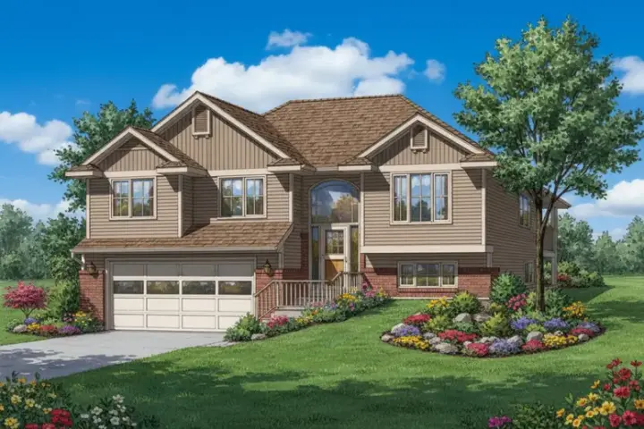 Traditional house plans 40-215 - front exterior, 1,259 sq ft, 3 bed, 2 bath house plans | Monster House Plans