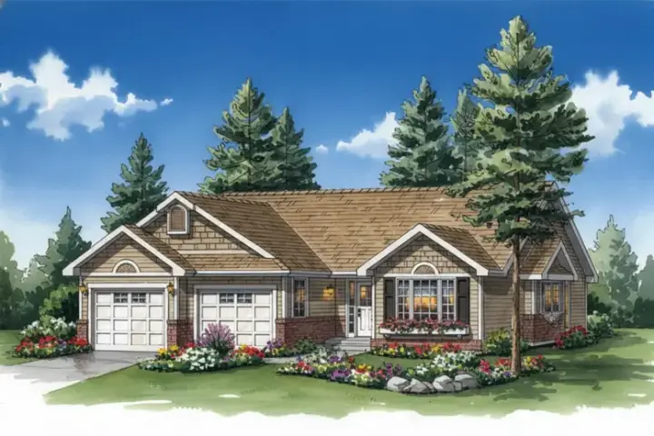 Traditional house plans 40-218 - front exterior, 1,265 sq ft, 2 bed, 2 bath house plans | Monster House Plans