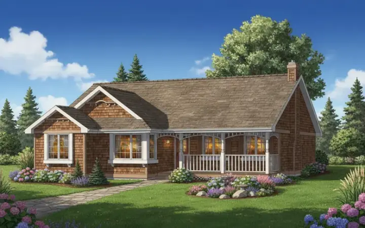Country house plans 40-221 - front exterior, 1,273 sq ft, 3 bed, 2 bath house plans | Monster House Plans