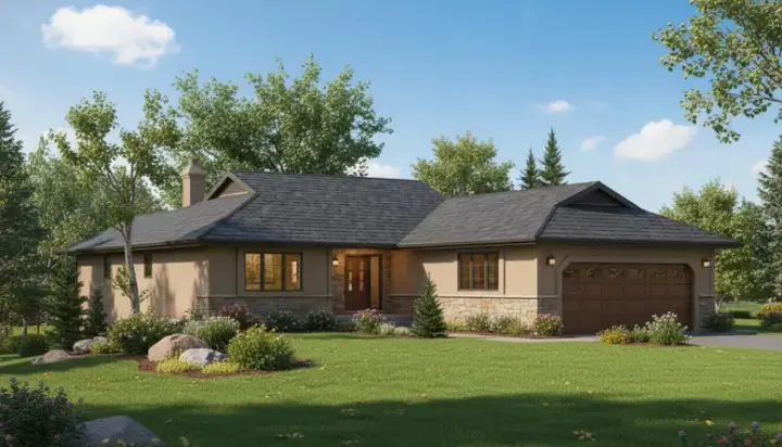 Traditional house plans 40-223 - front exterior, 1,284 sq ft, 2 bed, 2 bath house plans | Monster House Plans