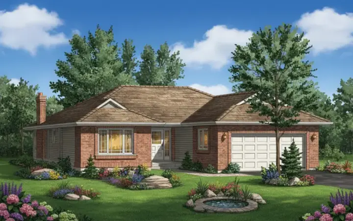 Traditional house plans 40-236 - front exterior, 1,325 sq ft, 3 bed, 2 bath house plans | Monster House Plans