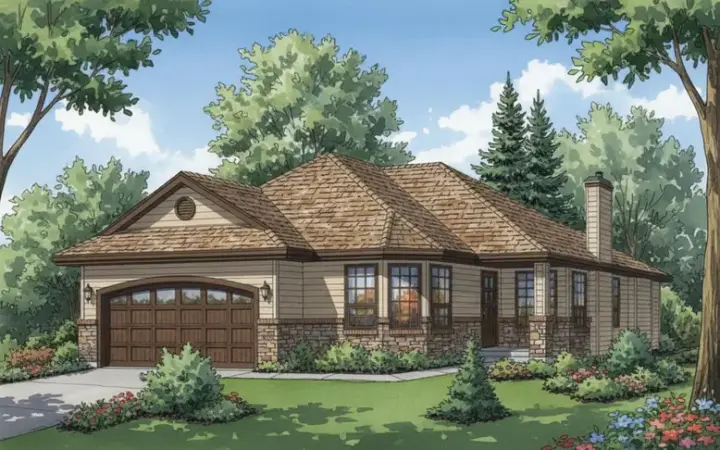 Traditional house plans 40-237 - front exterior, 1,326 sq ft, 3 bed, 2 bath house plans | Monster House Plans