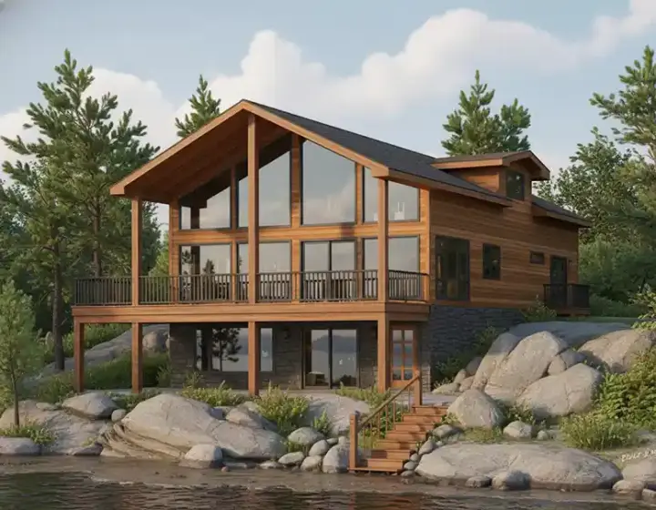Contemporary house plans 40-242 - front exterior, 1,345 sq ft, 2 bed, 1 bath house plans | Monster House Plans