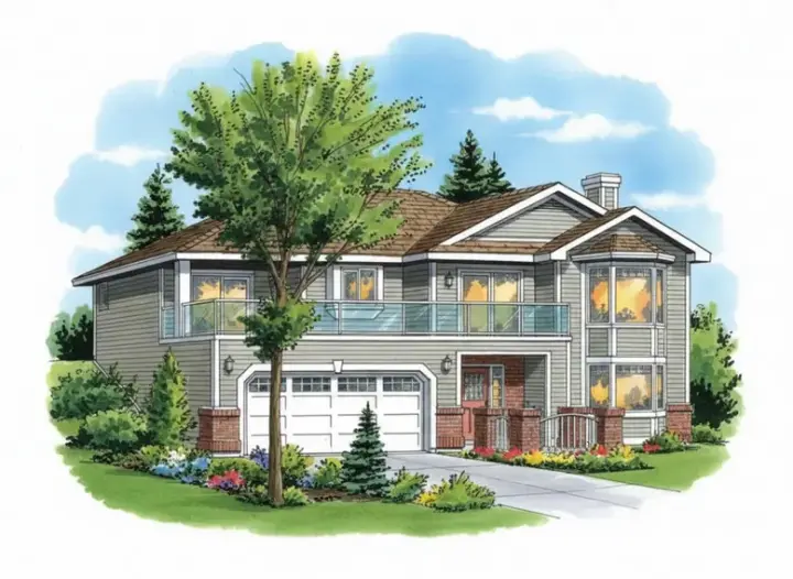 Traditional house plans 40-245 - front exterior, 1,354 sq ft, 4 bed, 2 bath house plans | Monster House Plans