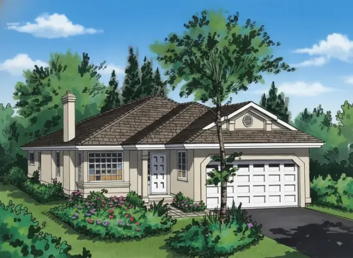 Traditional house plans 40-246 - front exterior, 1,356 sq ft, 3 bed, 2 bath house plans | Monster House Plans