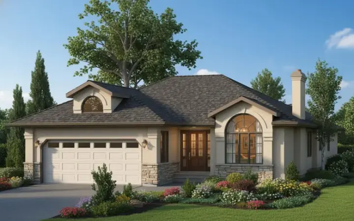 Southwest house plans 40-255 - front exterior, 1,373 sq ft, 2 bed, 2 bath house plans | Monster House Plans