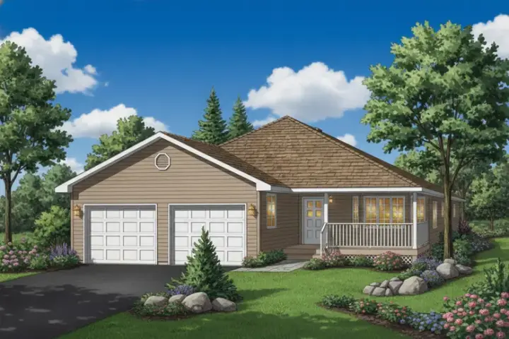 Traditional house plans 40-257 - front exterior, 1,375 sq ft, 3 bed, 2 bath house plans | Monster House Plans