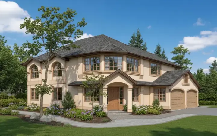Southwest house plans 40-260 - front exterior, 1,380 sq ft, 3 bed, 2 bath house plans | Monster House Plans