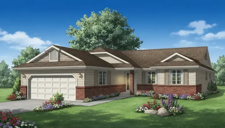 Traditional house plans 40-273 - front exterior, 1,395 sq ft, 3 bed, 2 bath house plans | Monster House Plans