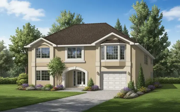 Southwest house plans 40-276 - front exterior, 1,397 sq ft, 3 bed, 2 bath house plans | Monster House Plans