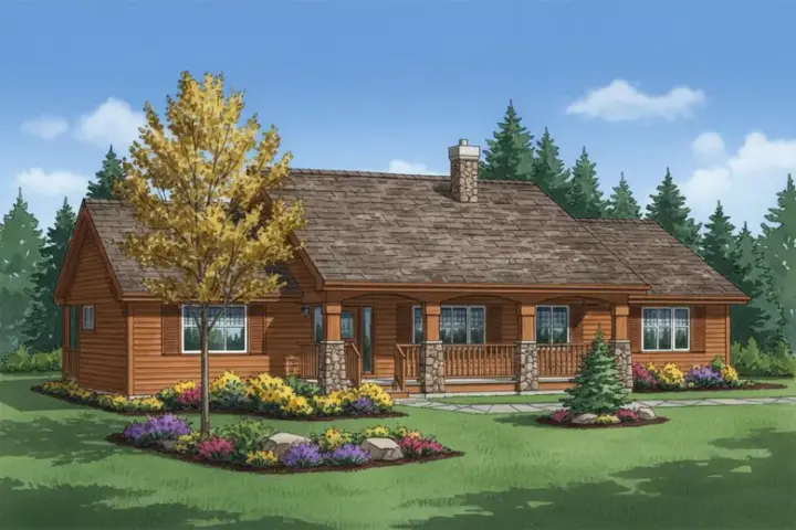 Country house plans 40-279 - front exterior, 1,412 sq ft, 3 bed, 2 bath house plans | Monster House Plans