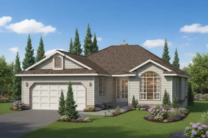 Traditional house plans 40-282 - front exterior, 1,417 sq ft, 2 bed, 2 bath house plans | Monster House Plans