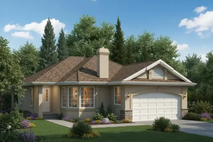 Southwest house plans 40-287 - front exterior, 1,437 sq ft, 3 bed, 2 bath house plans | Monster House Plans
