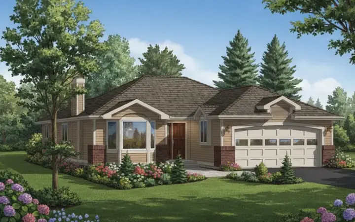 Traditional house plans 40-294 - front exterior, 1,450 sq ft, 3 bed, 2 bath house plans | Monster House Plans