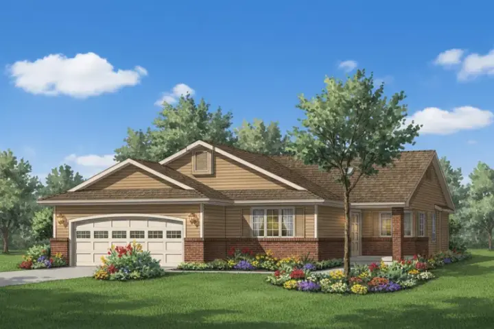 Traditional house plans 40-299 - front exterior, 1,463 sq ft, 3 bed, 2 bath house plans | Monster House Plans
